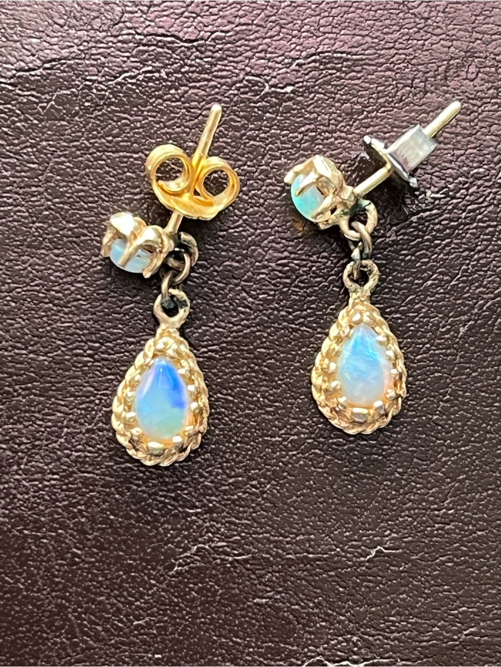 Gold Opal Drop Earrings